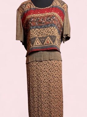 Vintage 90s Tri-Pattern Dress